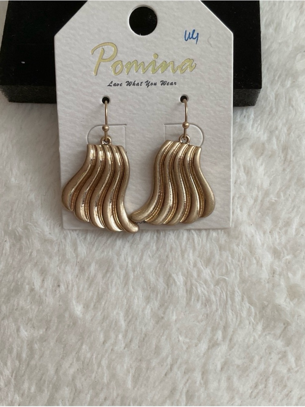 Pomina Gold Sculpted Wave Drop Earrings